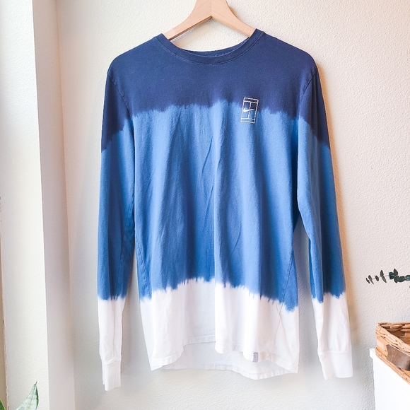 Nike Tops - Nike Blue & White Dip Dye Tennis Long Sleeve Shirt
